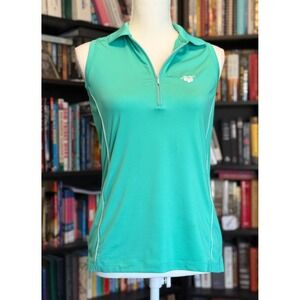 Peter Millar Sleeveless Golf Polo Shirt Zip Front UPF 50 Stretch Small - Flaws